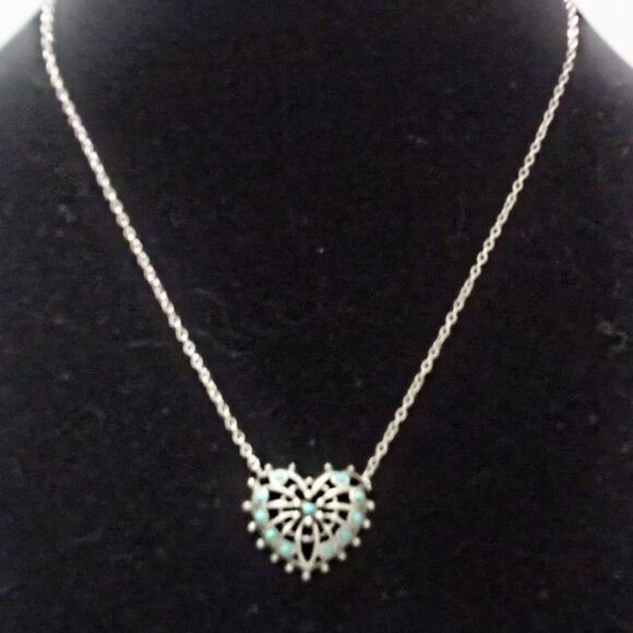 Sarah Coventry Vintage Queen Of Hearts Silver Tone Faux Turquoise Necklace 1976 - Picture 7 of 10